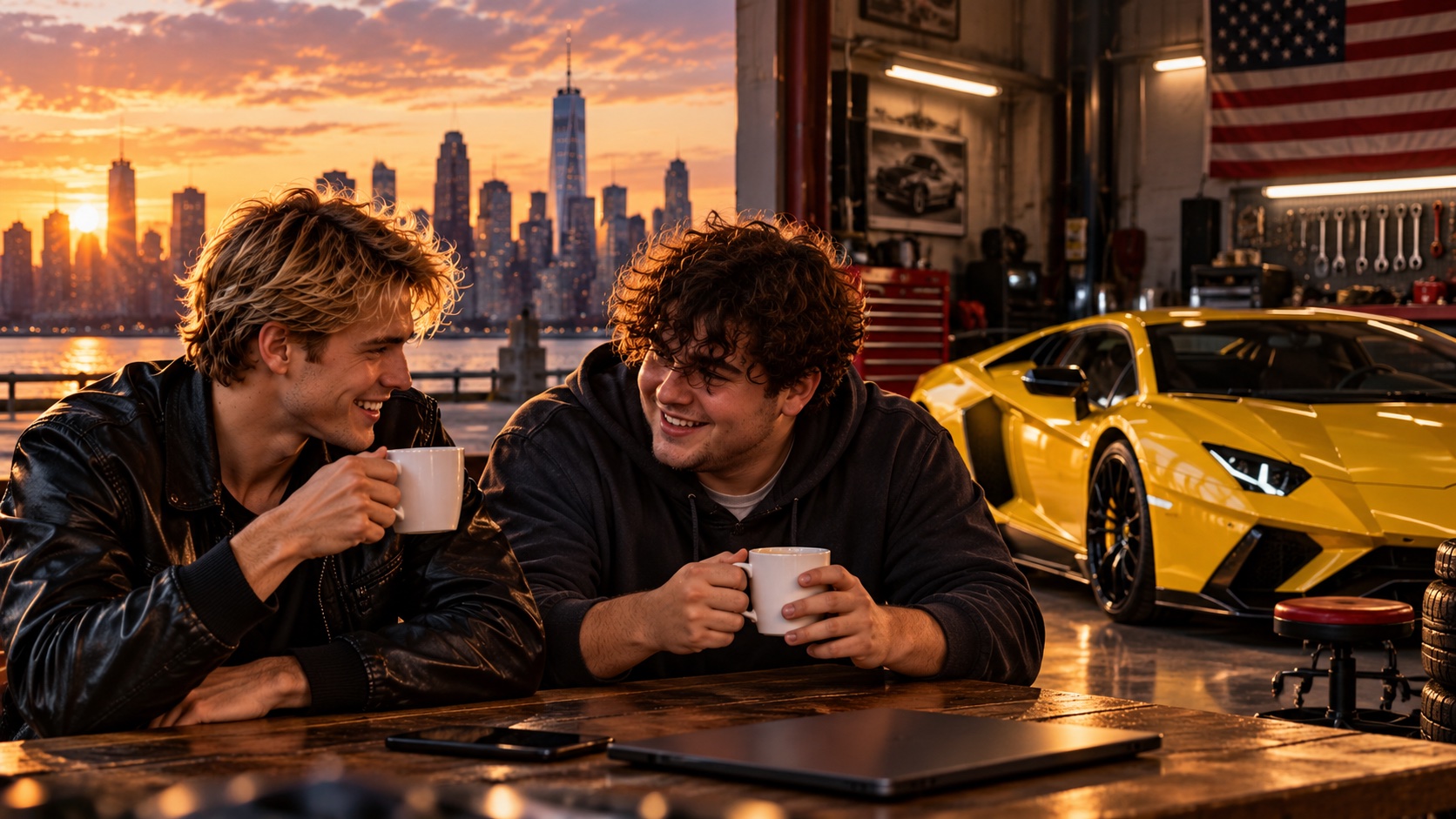 Scott Allen and Luke Russo sharing coffee